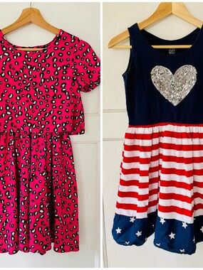 Lot Of Girls Size XL 14 Summer Dresses Total Girl Pink Cheetah 4th Of July Star